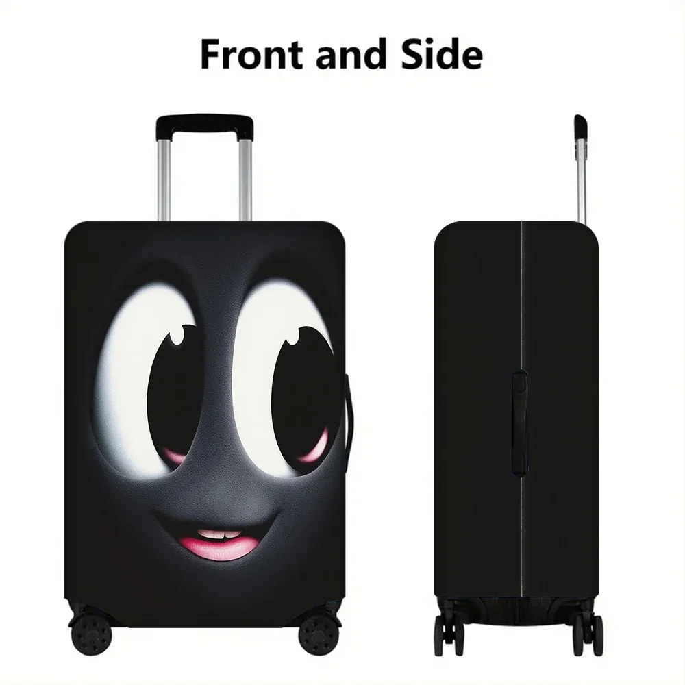 1 housse de bagage à motifs de visages de dessins animés mignons. convient aux valises de 18 à 32 pouces ; protège efficacement votre valise.
