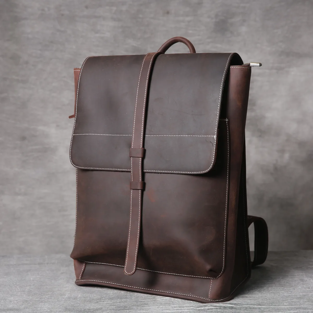 sac à dos vintage en cuir véritable pour homme, fait main, en cuir pleine fleur, sac à bandoulière pour ordinateur portable, sac crazy horse, mode pour homme