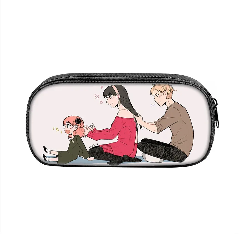 boîte à stylos espion × famille, sac pour étudiants, fournitures scolaires de grande capacité, trousses à crayons de jeu à fermeture éclair, cadeau d'anniversaire pour enfants