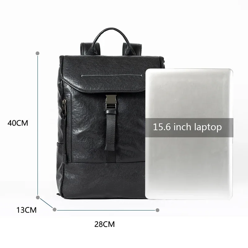 sac à dos d'école en cuir véritable pour hommes, sac de voyage design, sacs pour ordinateur portable 15.6 pouces, grande capacité, haute qualité, mode