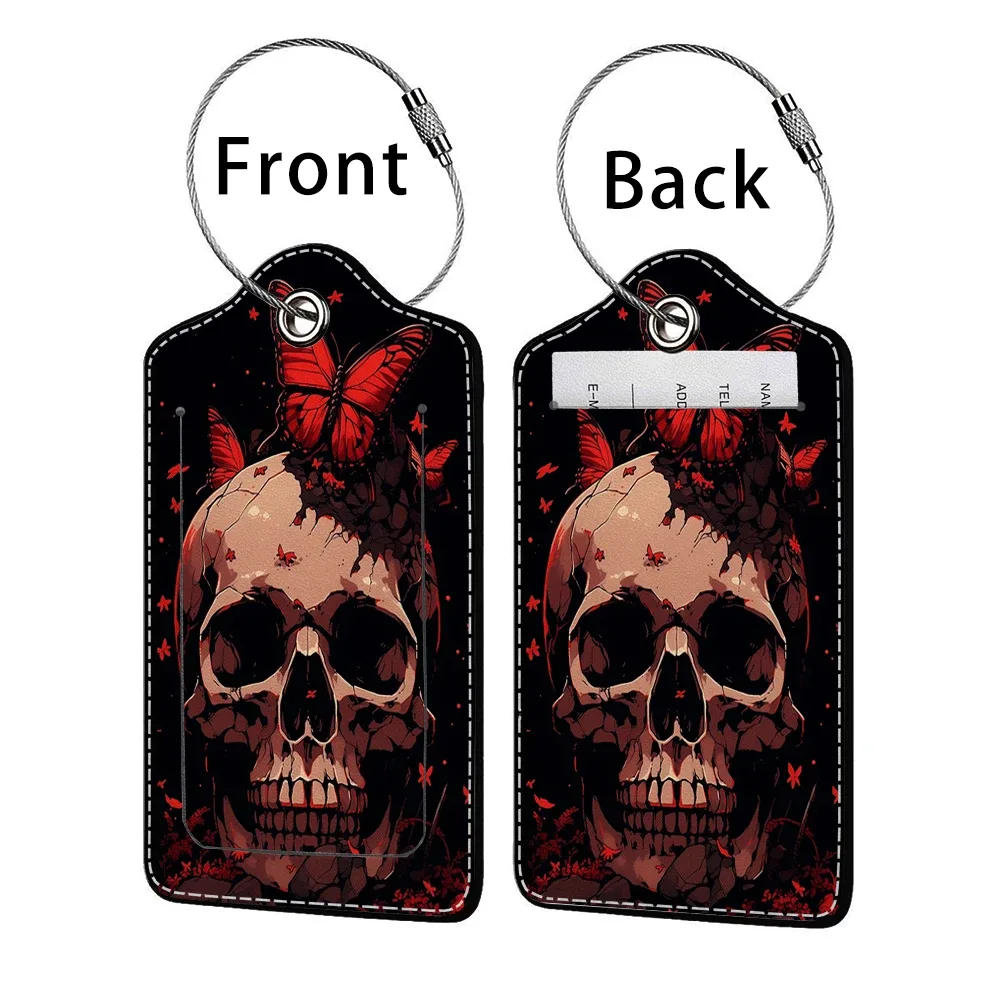 hot sale horror pattern leather business luggage tag suitcase address label luggage boarding case label name id address clip