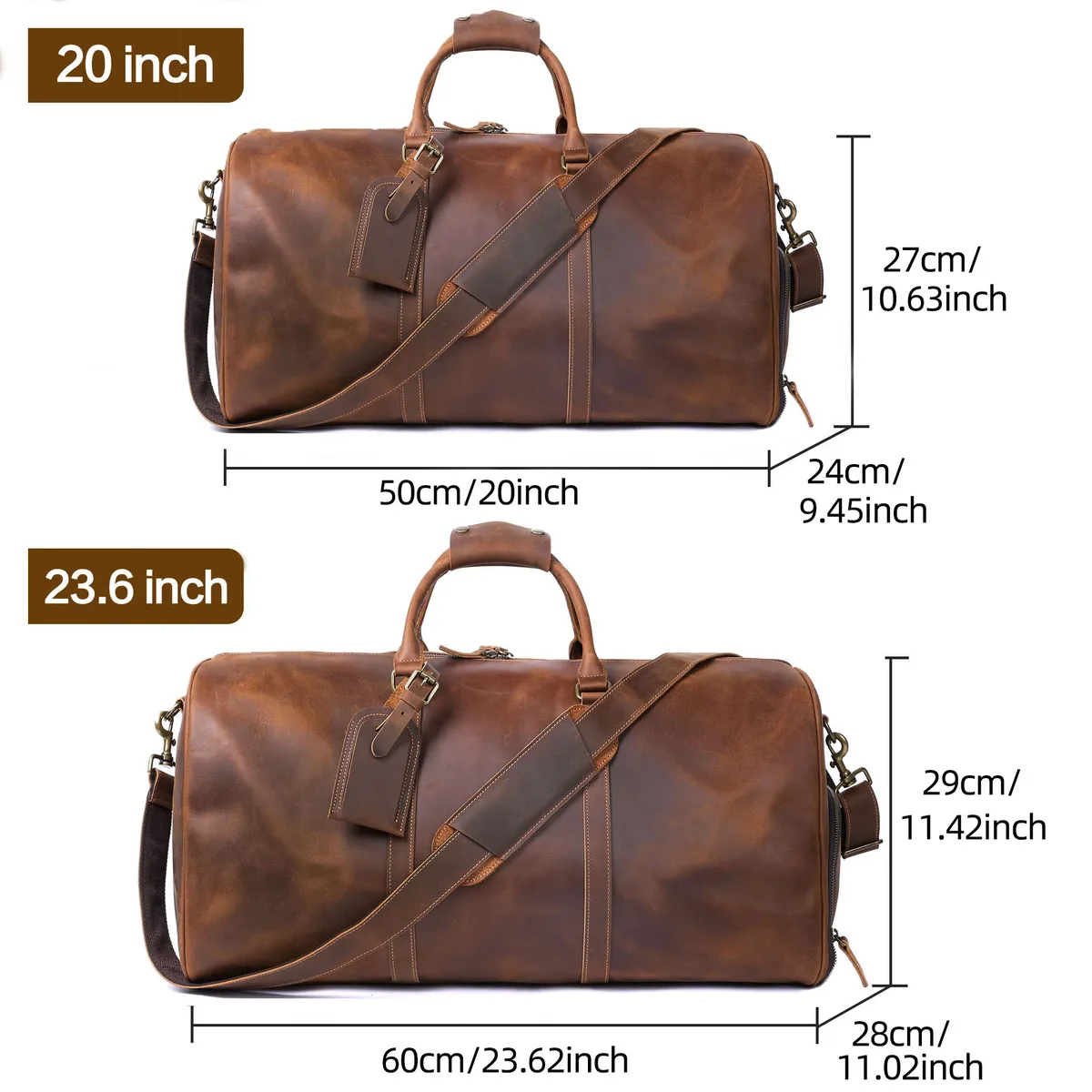 sac de voyage vintage en cuir pleine fleur pour homme s.worker, sac de week-end artisanal