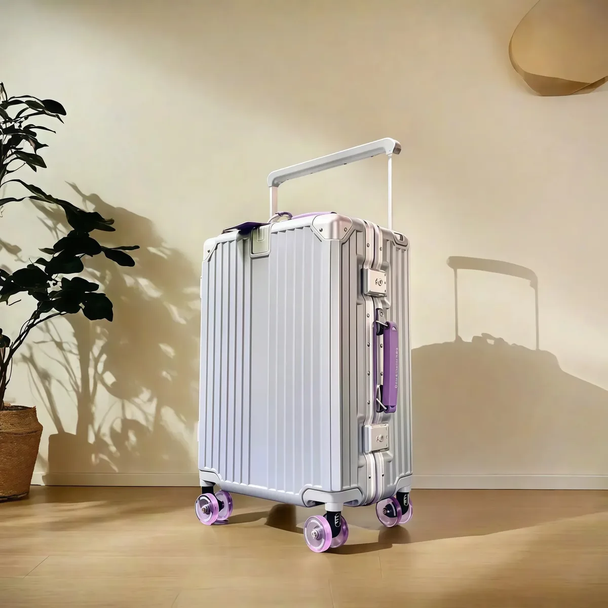 bunnyfly – valise de voyage à guidon large, avec roues silencieuses colorées, serrure tsa, bagages roulants, matériau pc de grande capacité