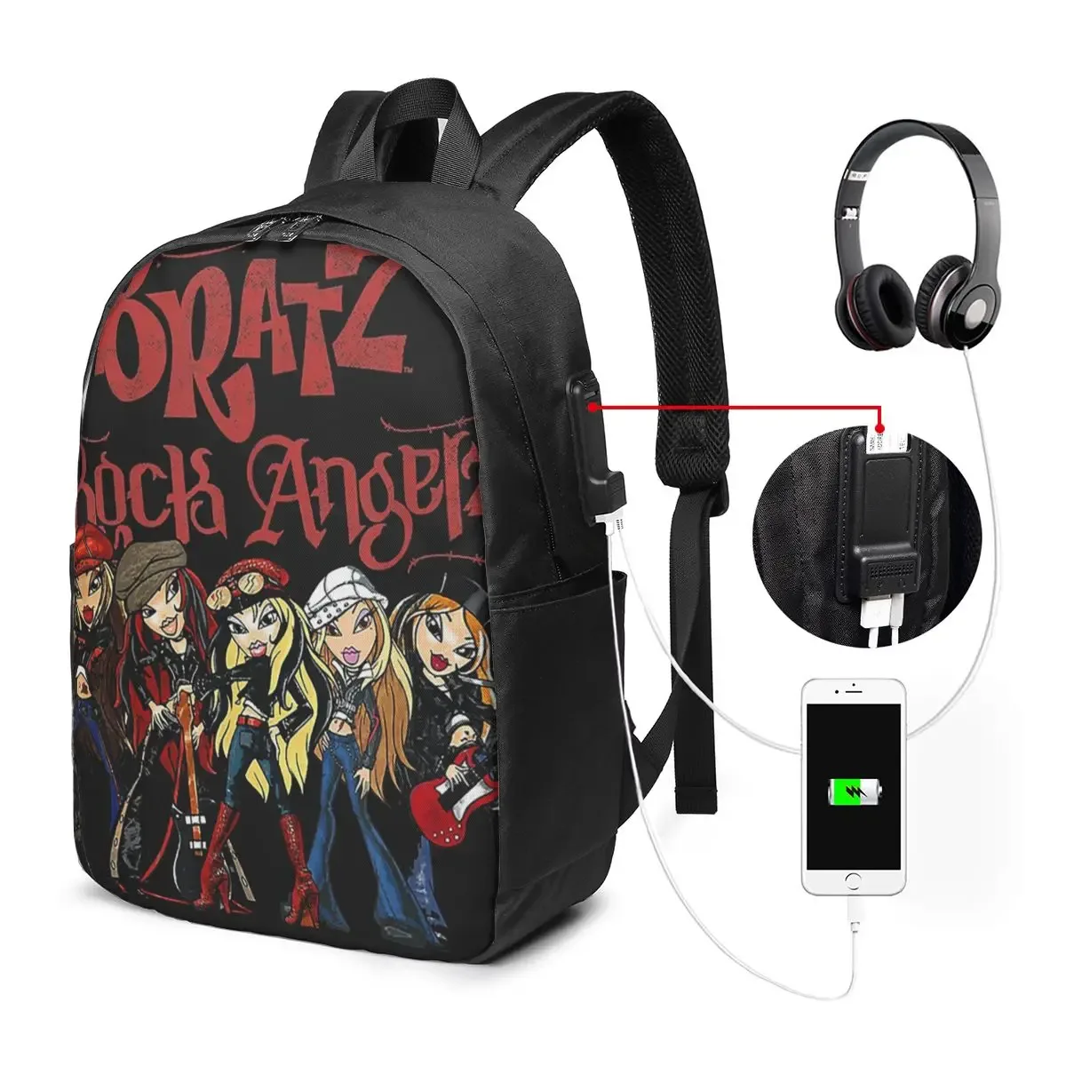 bratz rock angelz group shot sac à dos de voyage pour ordinateur portable, sac d'école pour étudiants, sacs à bandoulière pour hommes et femmes