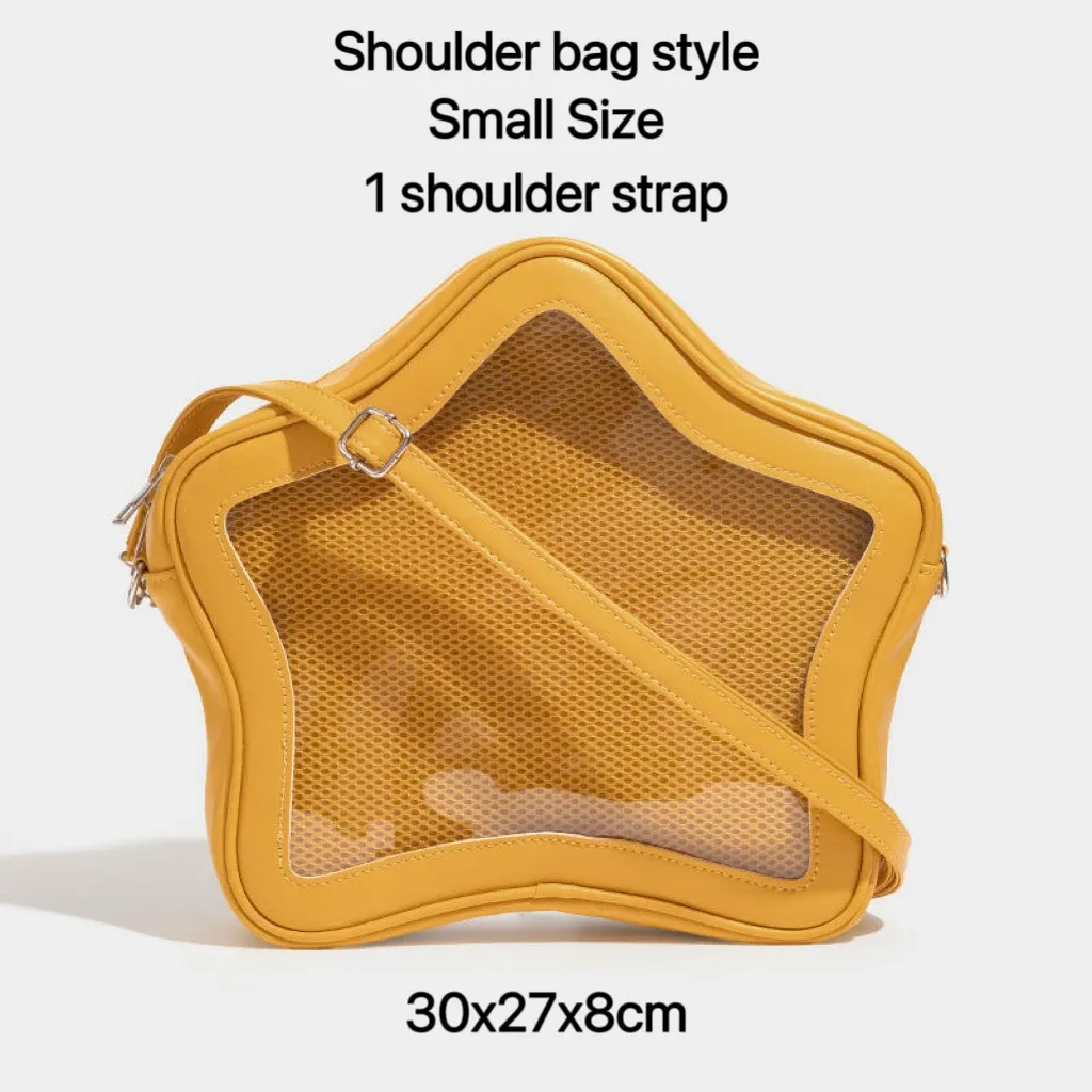 sac à dos ita étoile jaune pour filles, sac à dos kawaii, sac à dos transparent, cartable de voyage pour adolescents, poche avant étanche, mode mignonne y2k