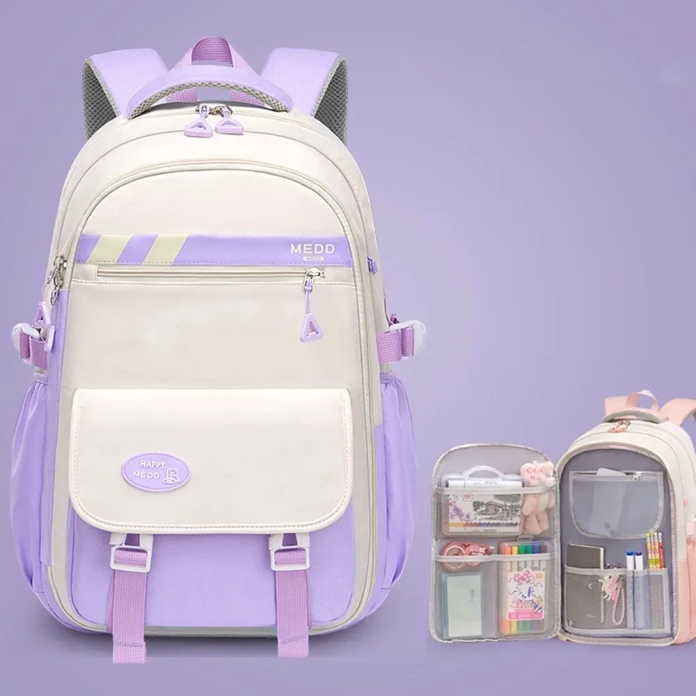 sac d'école de grande capacité, sac à dos imperméable pour soulager le stress, sac à bandoulière léger à double sangle pour filles du collège et du lycée