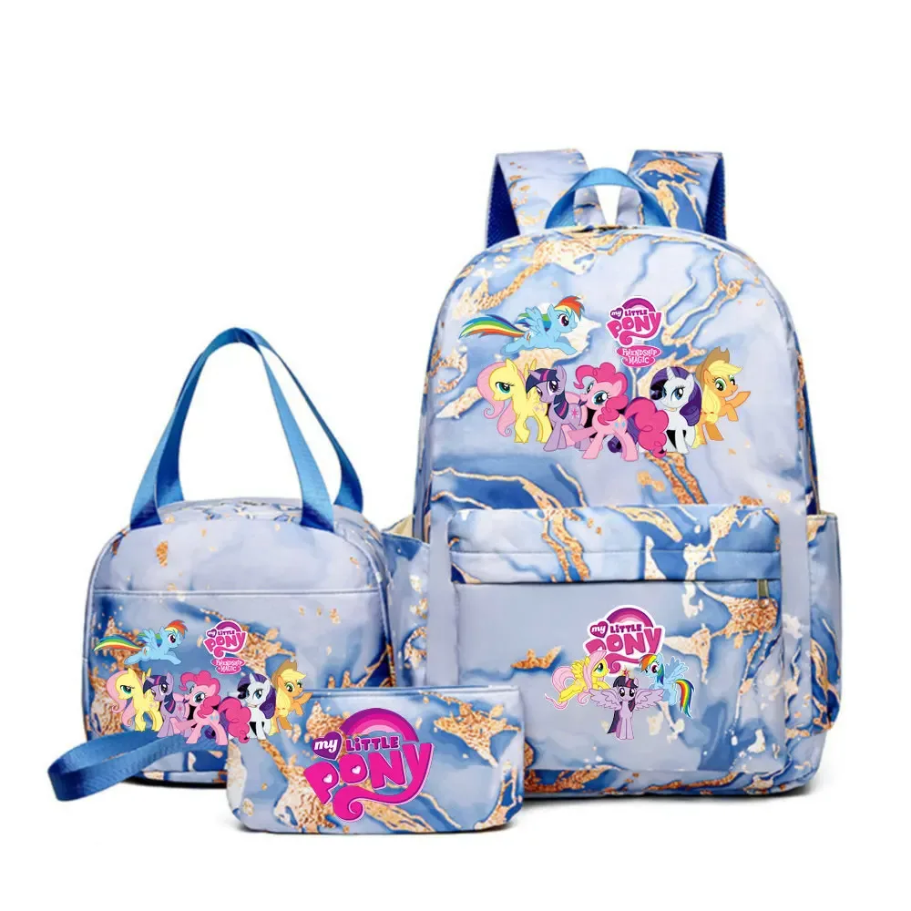 sac à dos my little pony, ensemble de 3 pièces, sac d'école pour étudiants, trousse à crayons, sac à dos de voyage pour adolescents, sac à dos décontracté pour ordinateur portable, mochilas
