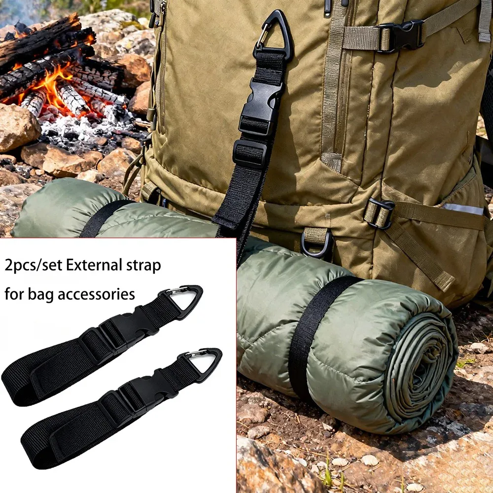 2 crochets noirs pour sacs, accessoires de fixation extérieure pour sacs à dos de randonnée et bagages, sangles de suspension rapide