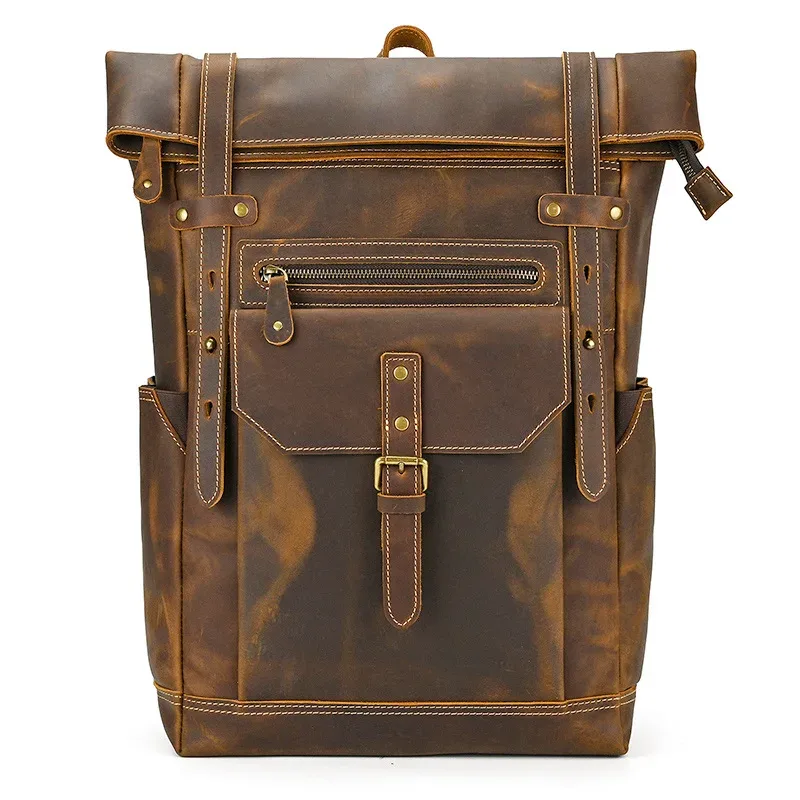 luufan-sac à dos en cuir véritable de grande capacité pour homme, sac à dos pour ordinateur portable 17 pouces, sac à bandoulière multifonction, sac à dos de voyage pour homme