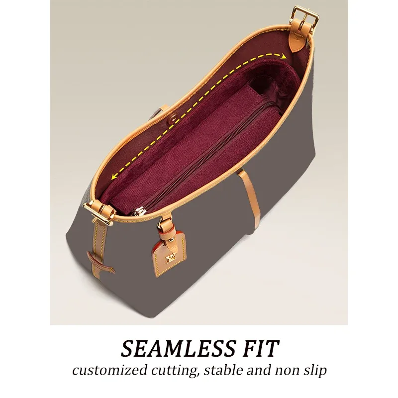 organisateur de sac en velours doux, insert rouge assorti pour sac de transport, doublure intérieure résistante à la décoloration, maintient la forme du sac, rangement tridimensionnel et soigné