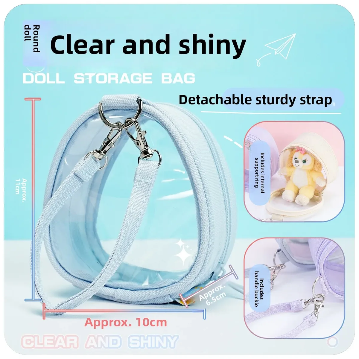 sac à langer en pvc de 10 cm pour poupée de célébrité, sac de transport extérieur, sac de rangement polyvalent pour voyage et cosplay