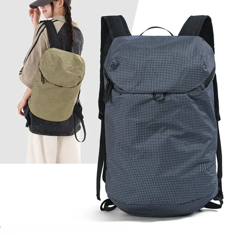sac à dos décontracté en nylon léger à carreaux pour les trajets quotidiens, les voyages, les étudiants – tend