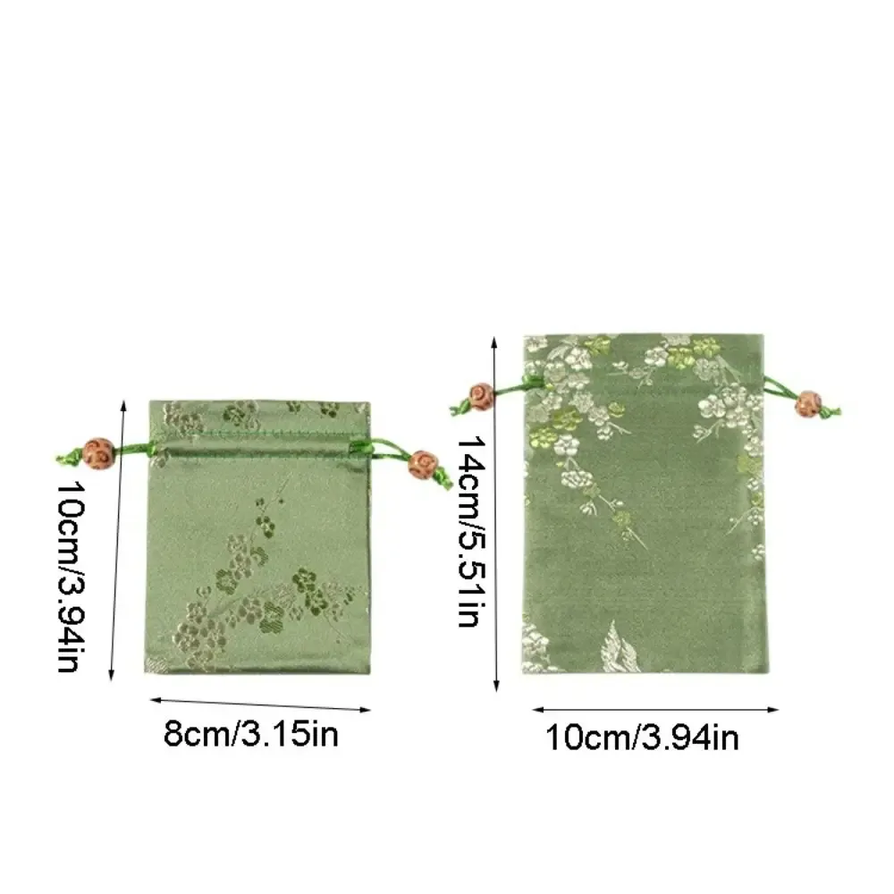 sac de rangement rétro en satin, sac cadeau à cordon brodé de fleurs, cravate à cordon de serrage, sachet pour femmes et enfants