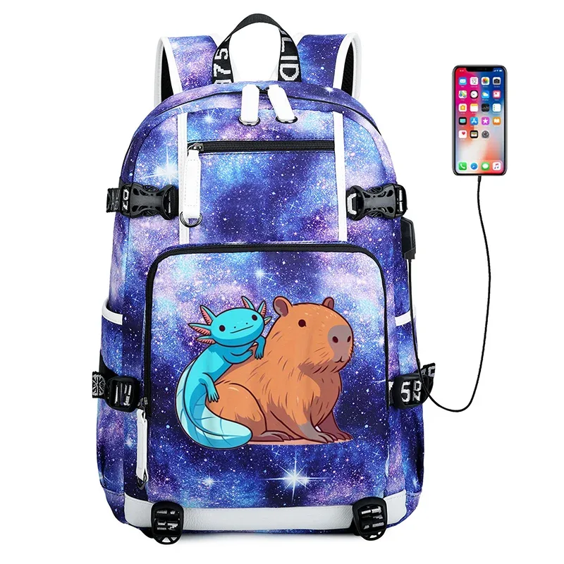 boba axolotl étudiants sac à dos usb charge cartable 15.6 pouces sac à dos pour ordinateur portable femme mâle livre sac retour à l'école sac à dos cadeau