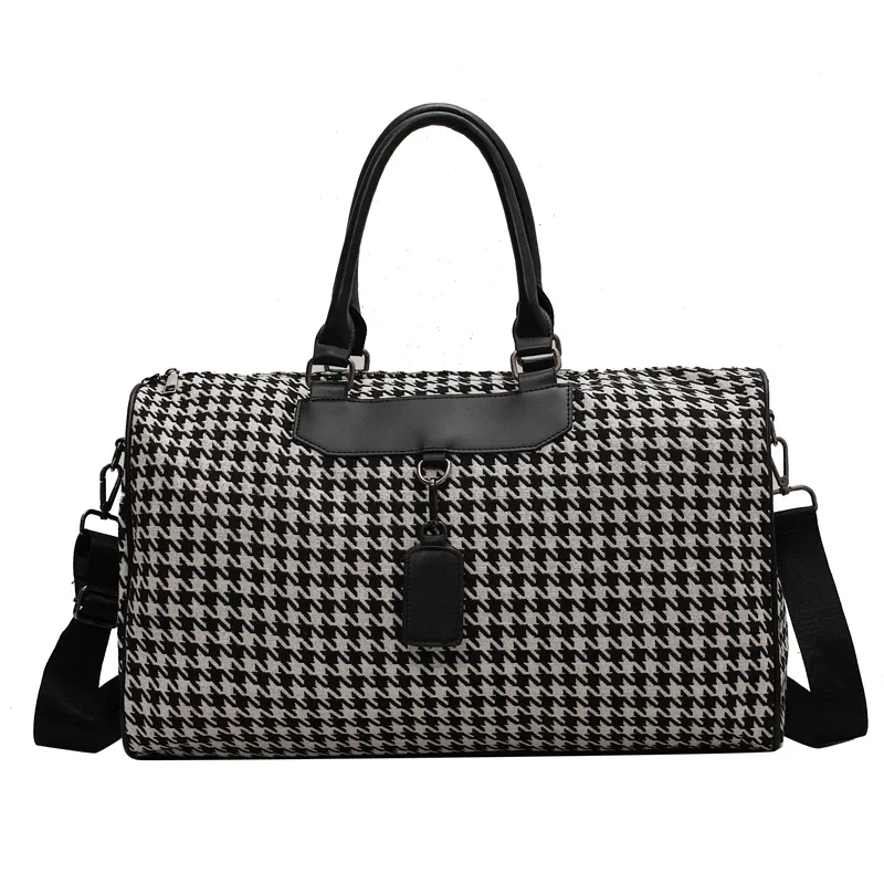 sac de voyage pied-de-poule pour femme, grand sac de sport, sac de sport, sac à main de week-end, sacs à bandoulière initiés, cubes d'emballage, fourre-tout
