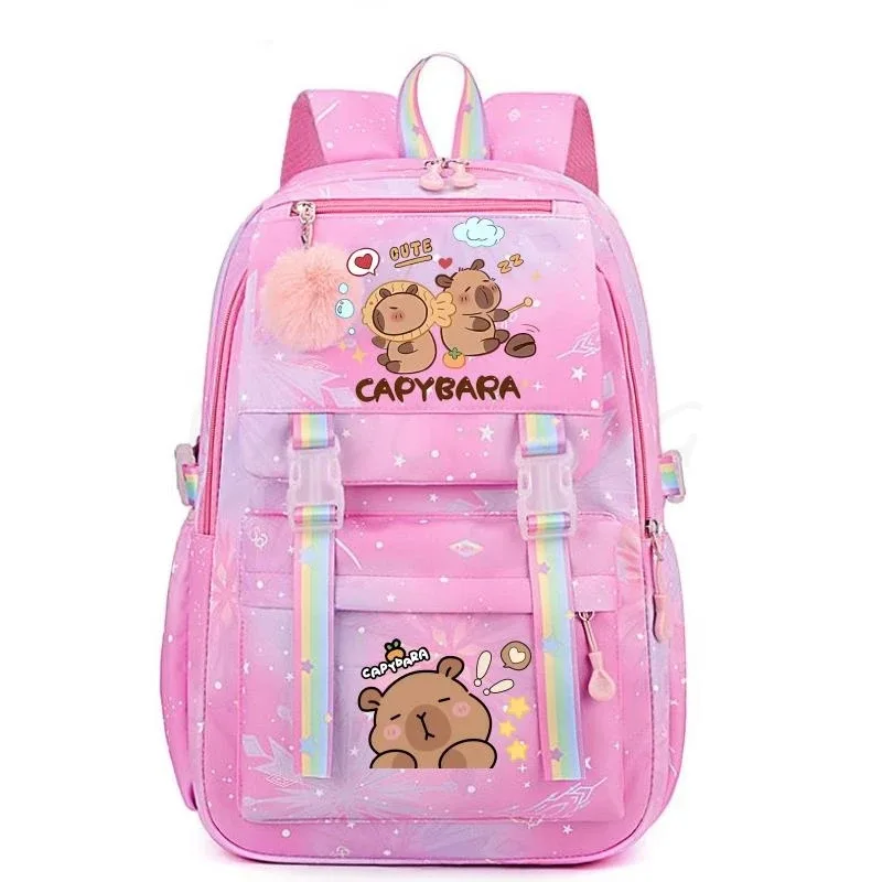sac à dos de grande capacité imprimé capybara, sac à dos léger et mignon, cartable de dessin animé, sac à dos de voyage décontracté pour fille
