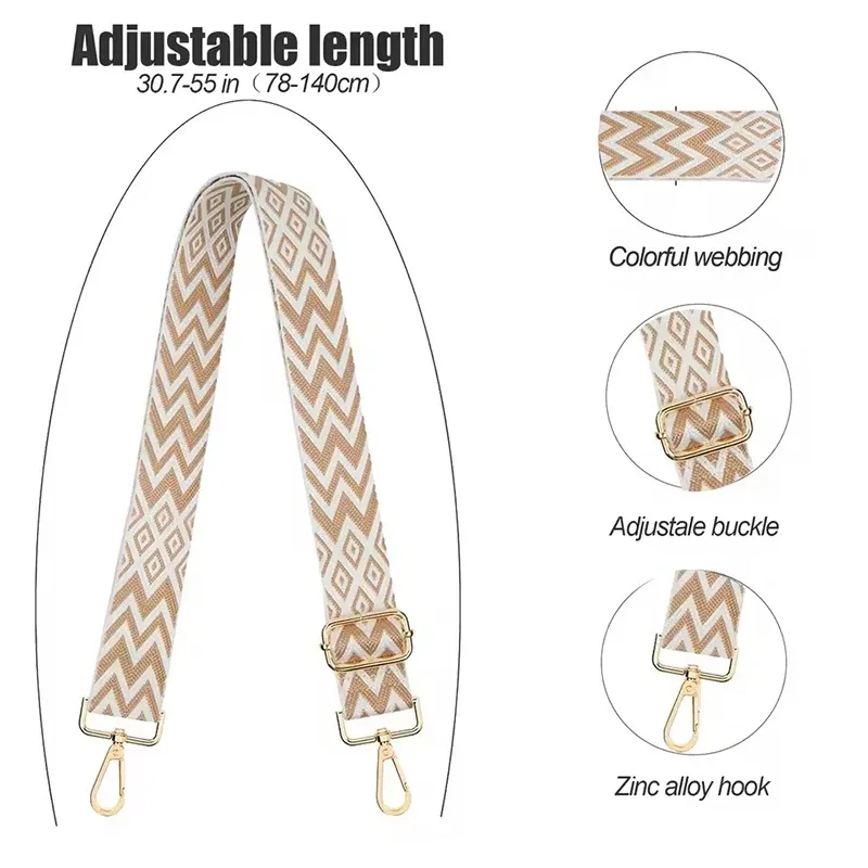 sangle de sac en nylon/coton pour femmes, sangles colorées pour bandoulière, accessoires de sac à bandoulière, ceintures réglables, sangles de sac à main
