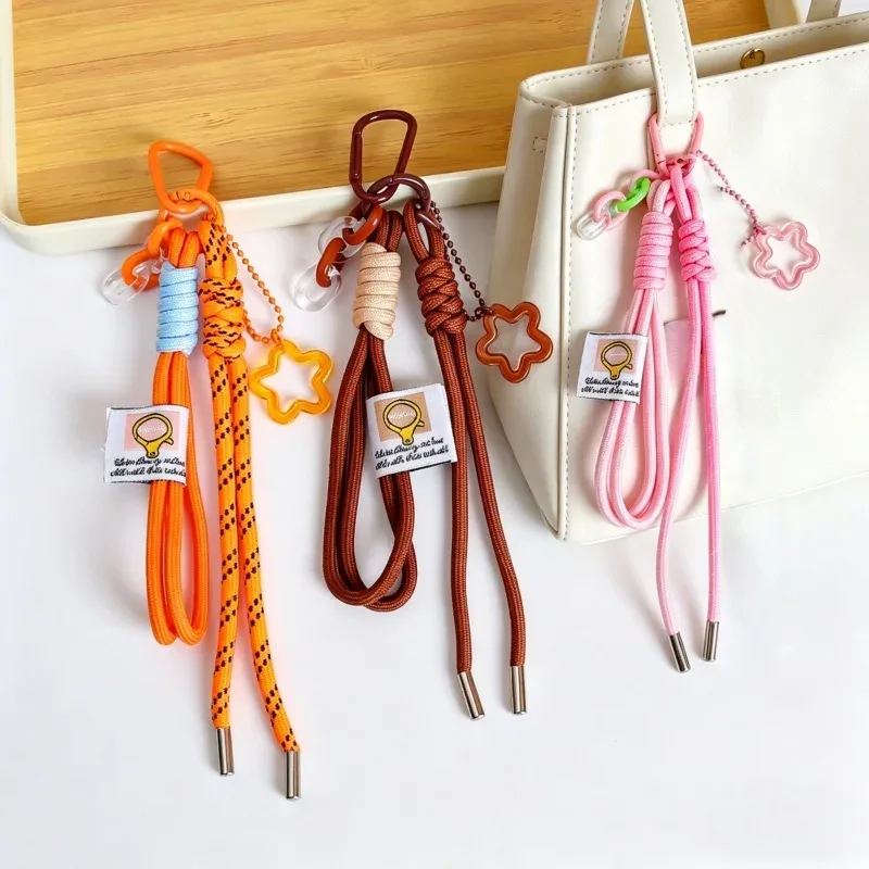 Porte-clés en corde colorée, cordon court anti-perte pour poignet avec porte-clés pour sac à dos, téléphone, clés, accessoires universels