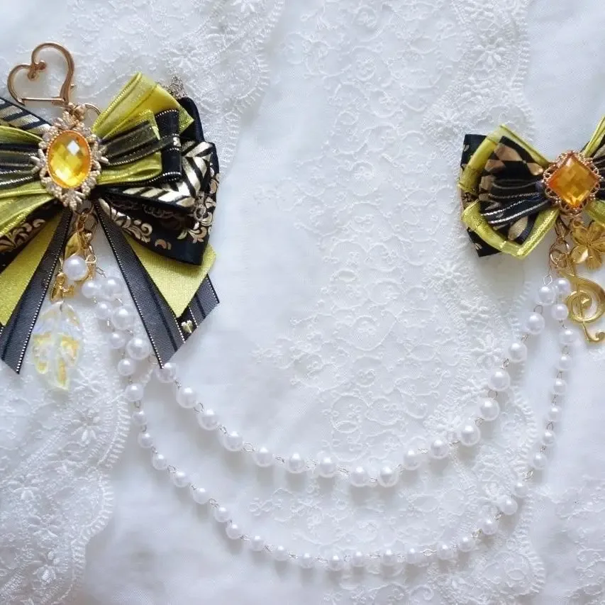 accessoires de chaîne de sac ita pour femmes, chaîne de sac à dos d'école et perle de nœud papillon, ornements de nœud de rubans lolita,