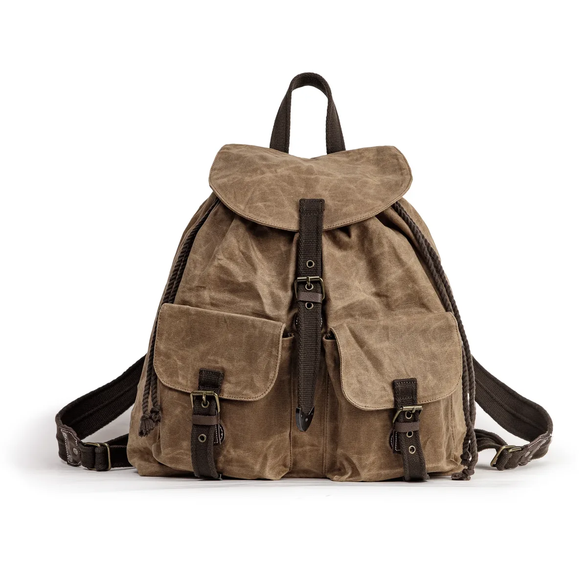 sac à dos maden heritage en toile cirée marron pour hommes, grande capacité, fermeture à rabat magnétique, sac de travail d'extérieur, style denim.