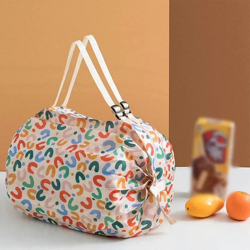 sacs de courses pliables, 1 pièce, sac de rangement pliable avec poignée, sacs à main de camouflage de voyage portables, sac en nylon de grande capacité
