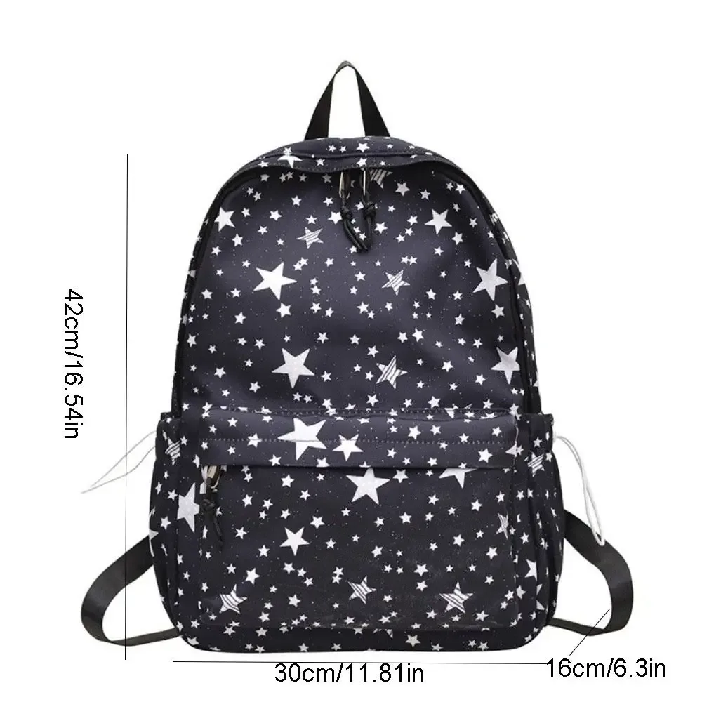 sac à dos en nylon léger à grande capacité, imprimé ciel étoilé, style universitaire, pour étudiants et voyages.