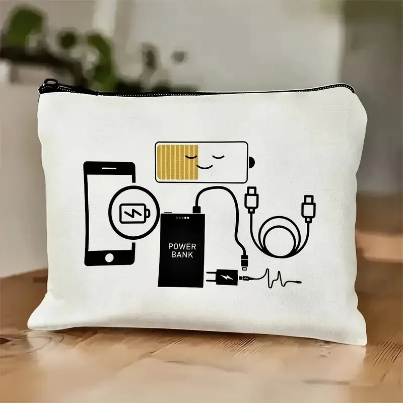 sac organisateur de câble de chargeur blanc, stockage de batterie externe de voyage pour smartphone tablette ordinateur portable, cadeau pour les parents