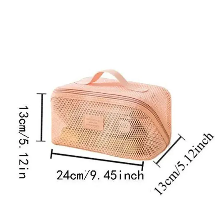 sac de maquillage à main en maille de grande capacité, fermeture éclair, multicouche, maille transparente, sac à cosmétiques, étui de rangement carré
