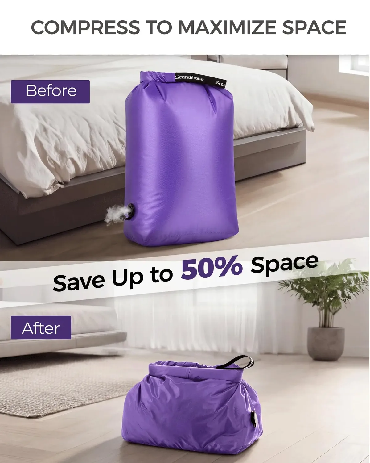 sac de compression sans plis pour le voyage, sac de rangement sous vide étanche, organisateur gain de place pour vêtements, camping, gym, cubes de rangement