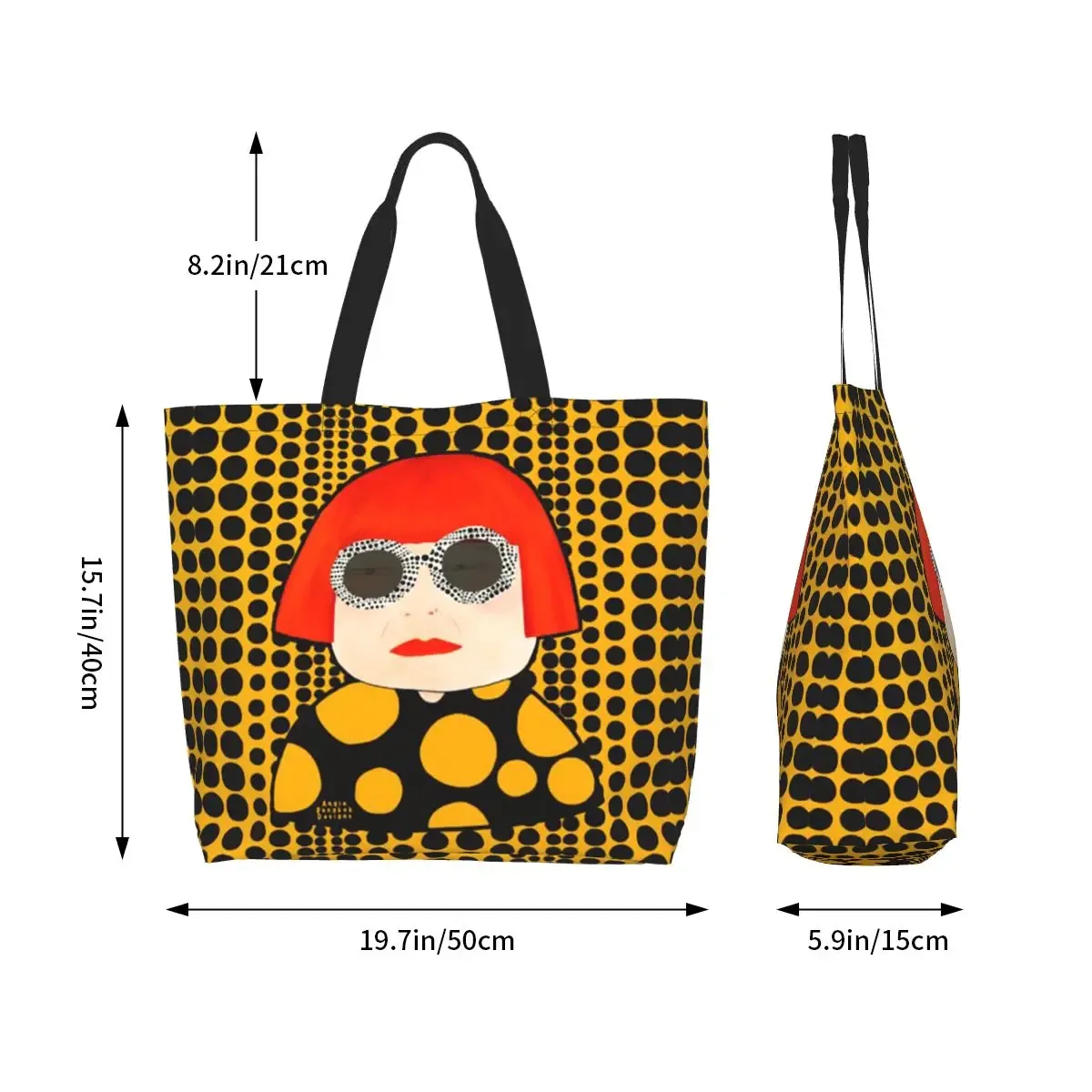 sac fourre-tout en toile avec peinture abstraite yayoi kusama, grande capacité, sac à bandoulière, sac de courses pour femmes