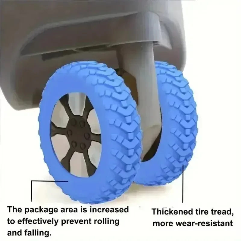 housse de protection pour roulettes de bagages de voyage, en silicone épais, réduit le bruit