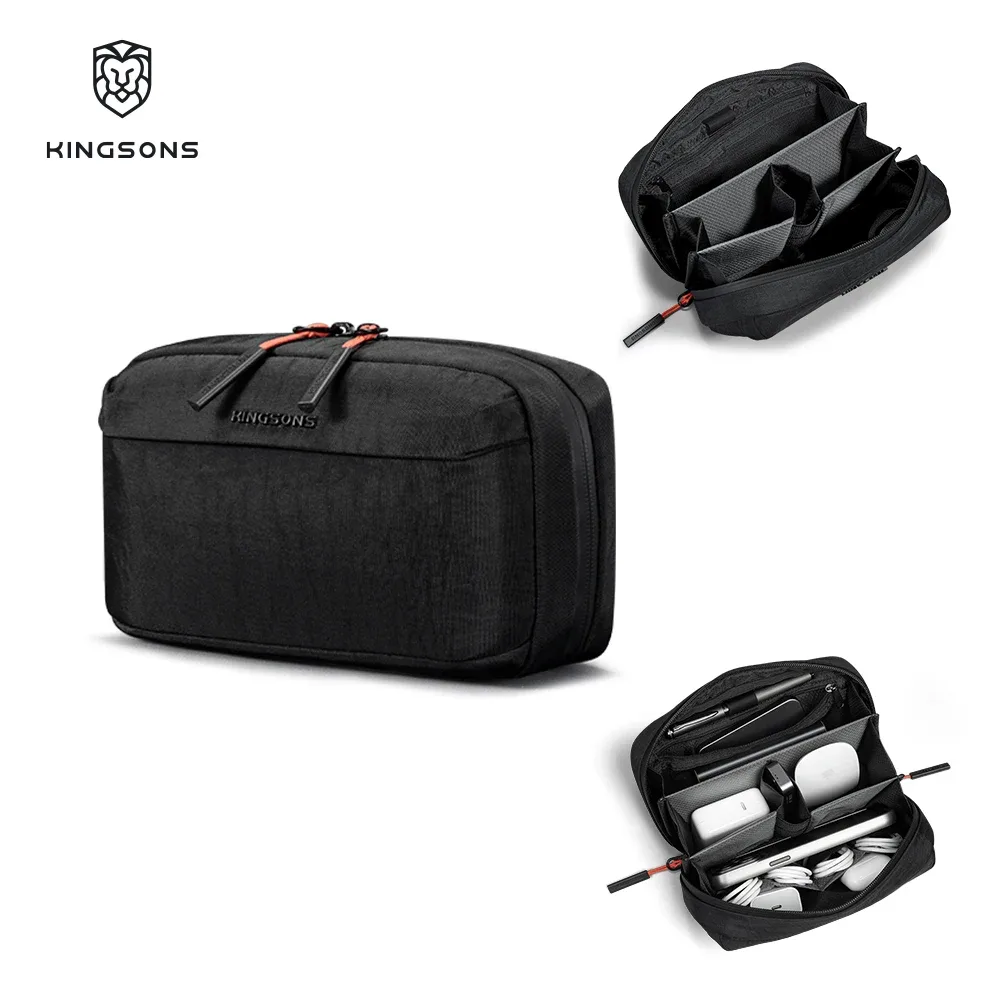 Pochette technique Kingsons pour hommes et femmes, organiseur d'accessoires de voyage en nylon imperméable 420D, sac numérique pour passeport et câbles