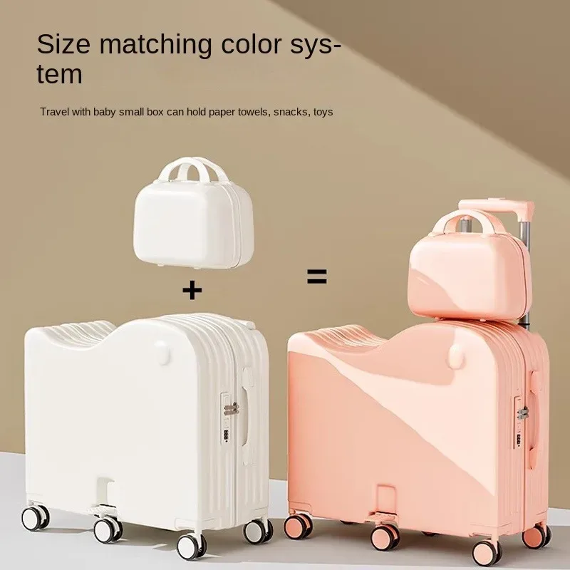 ensemble de valises pour enfants, peut s'asseoir et monter, valise à roulettes avec mot de passe de 18 à 24 pouces, avec 6 roues et repose-pieds pliable, nouvelle collection 2025