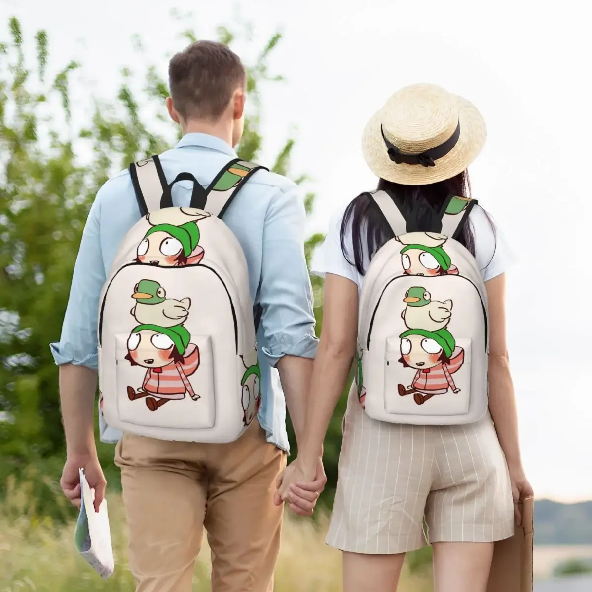 i draw sarah and duck sac à dos d'étudiant, sac d'école, sac à dos de randonnée, sac de voyage pour hommes et femmes, sac à dos à la mode, sacs à bandoulière