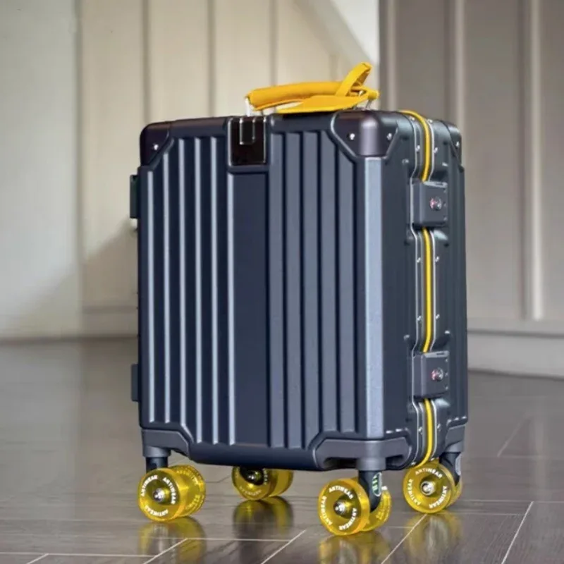 valise à roulettes légère de 14 pouces avec serrure tsa, cadre en aluminium, bagage à main, pas besoin de s'enregistrer à la compagnie aérienne