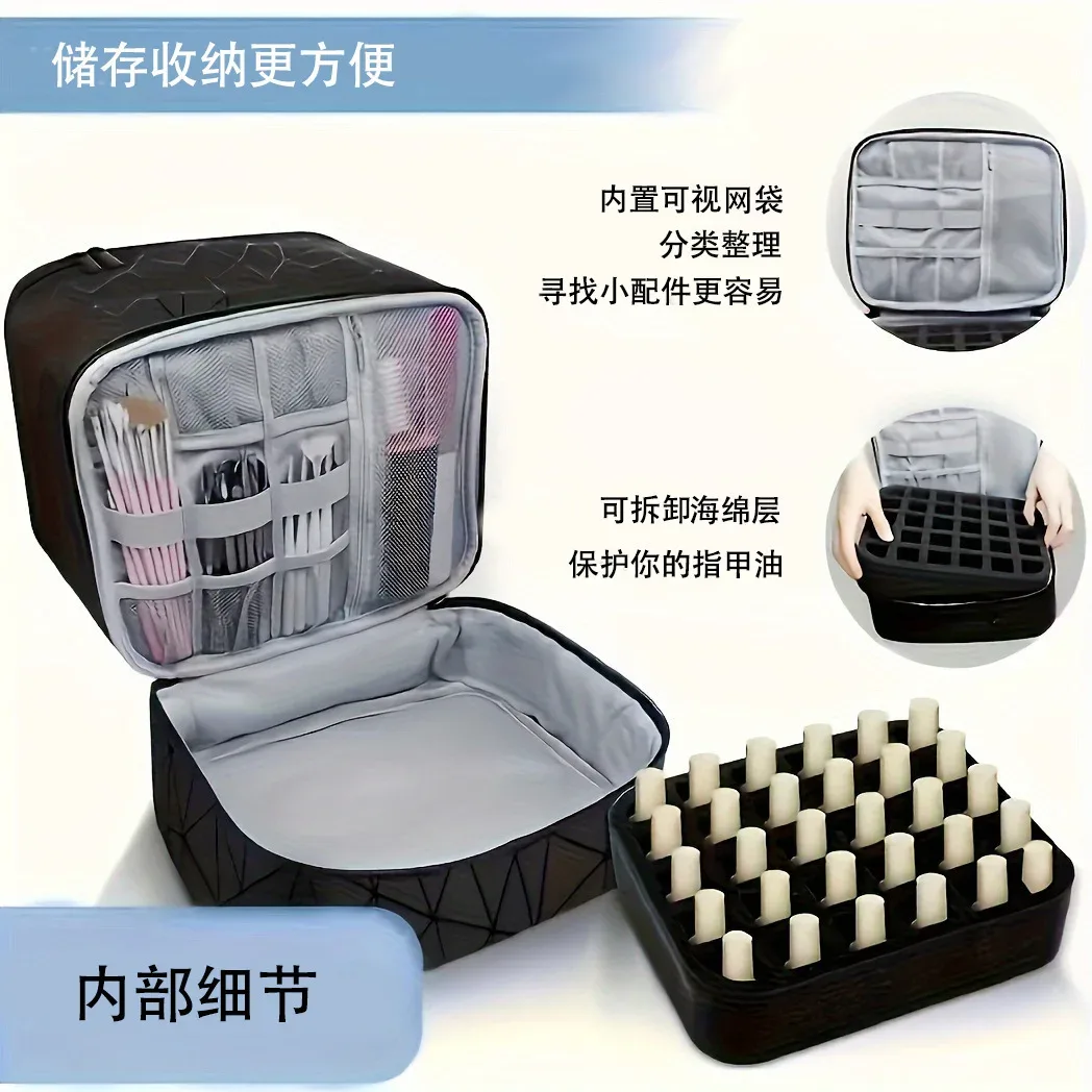 Sac de maquillage transfrontalier de grande capacité, sensation haut de gamme, sac Portable en PVC pour femmes, mallette de rangement pour vernis à ongles