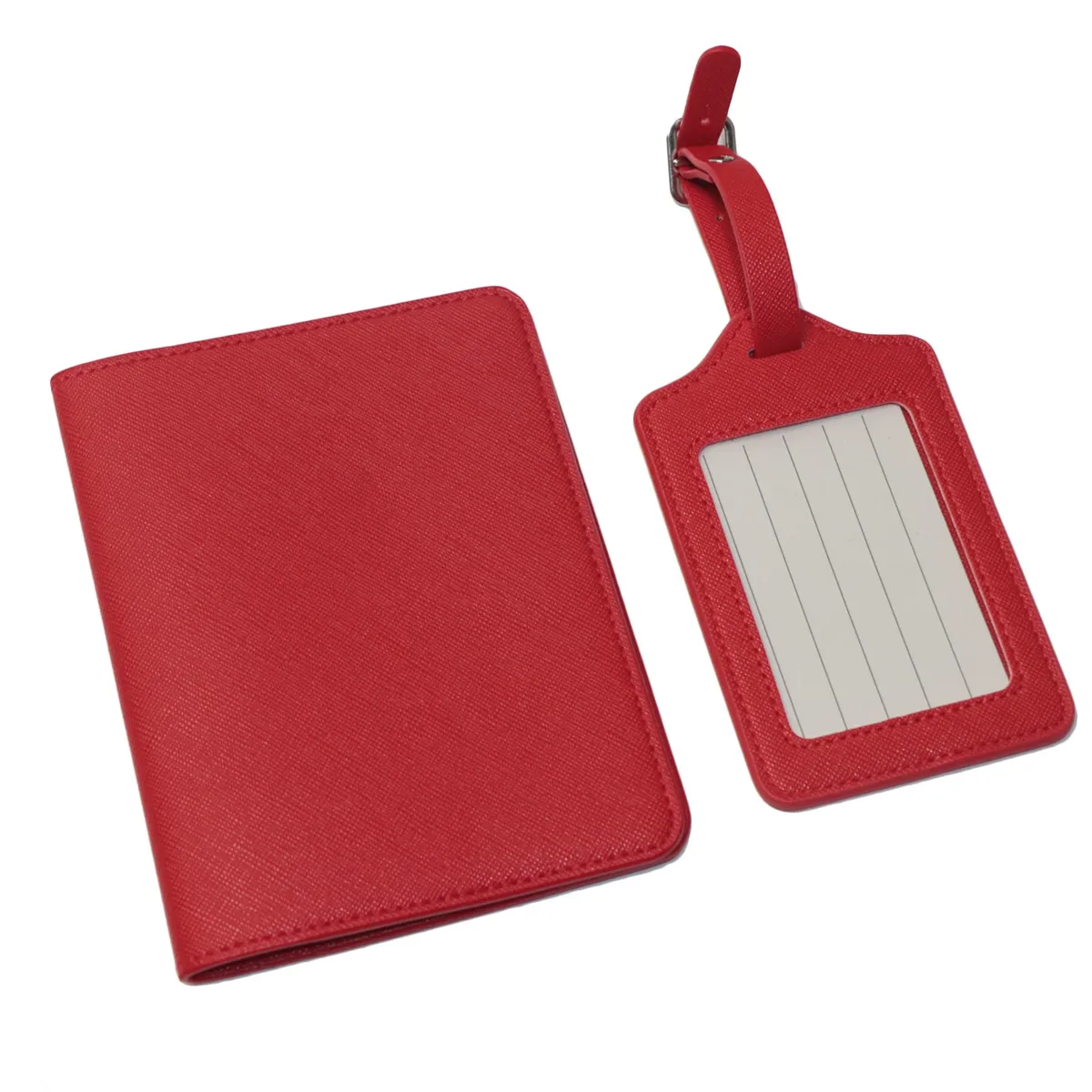 dropshipping - porte-passeport en cuir pu saffiano avec lettres initiales monogrammées gratuites et ensemble d'étiquettes de bagages - accessoires de voyage