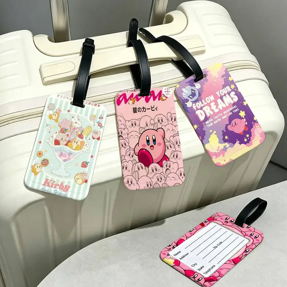 étiquette de bagage de voyage k-kirbys en pvc, étui pour carte d'information, marqueur de nom anti-perte pour sac à dos