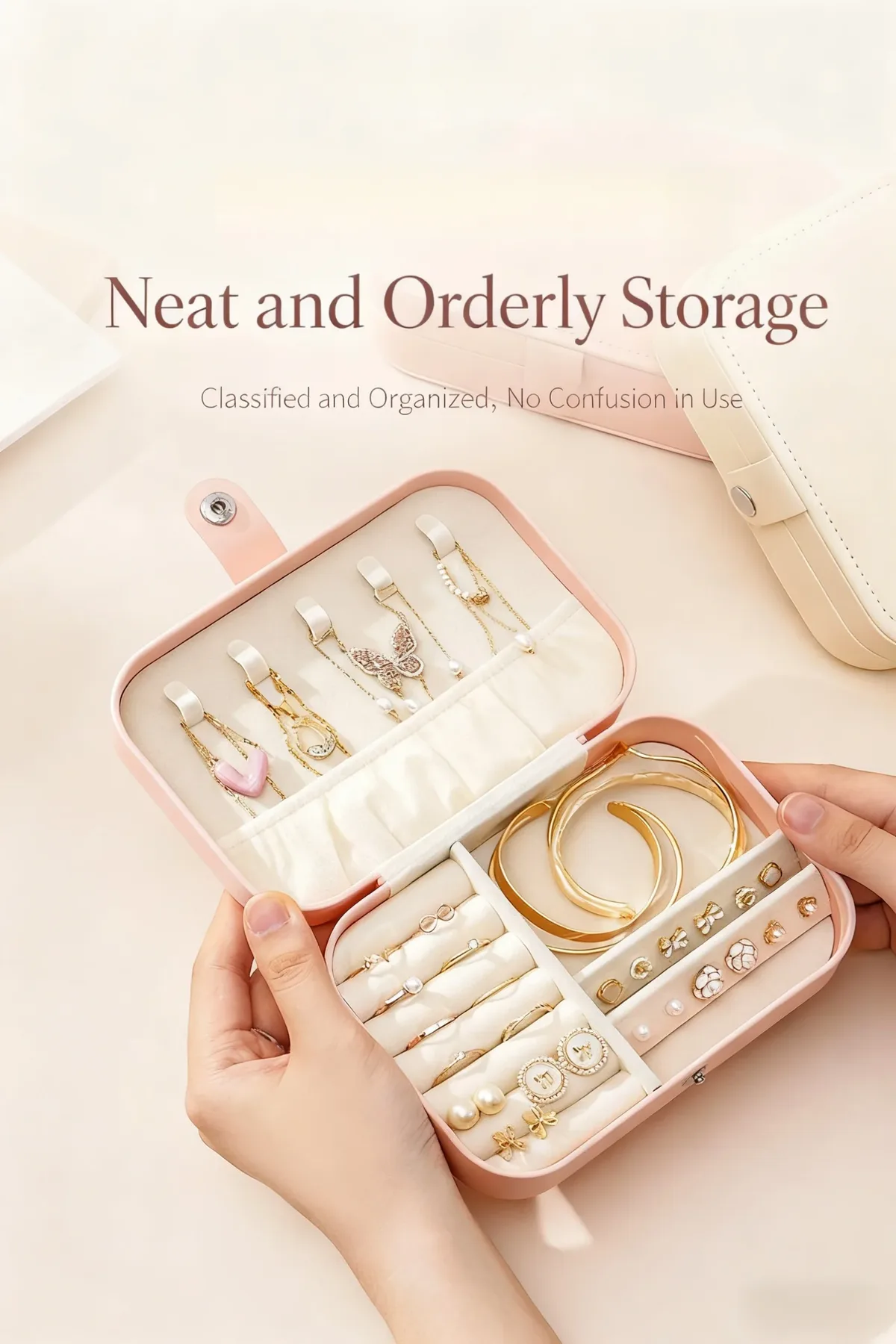 étui à bijoux de voyage, petite boîte à bijoux, boîte à bijoux de voyage portable, plateaux, organisateur, présentoir, mallette de rangement pour bagues et boucles d'oreilles