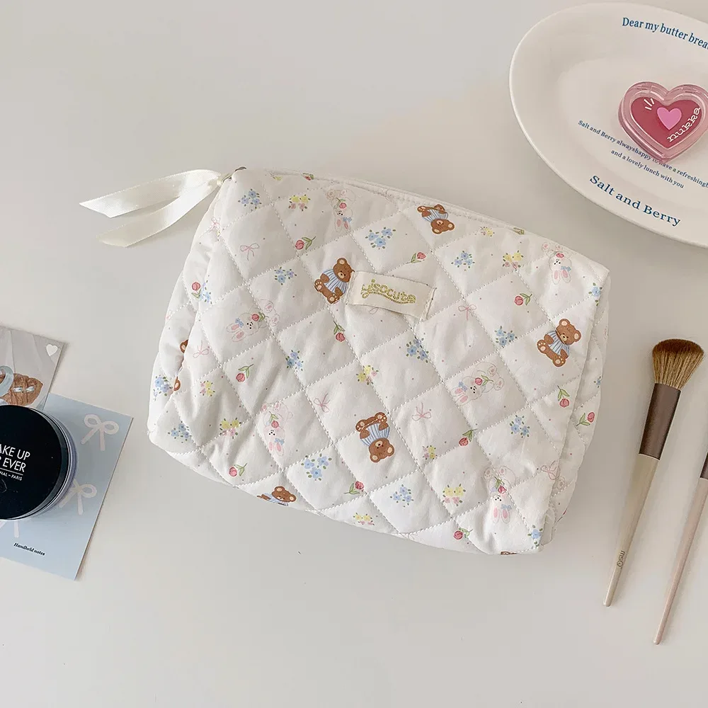 sac de maquillage mignon en forme d'ours, compartiments multicouches, organisateur de cosmétiques avec fermeture éclair, trousse de toilette de voyage portable pour femmes et filles