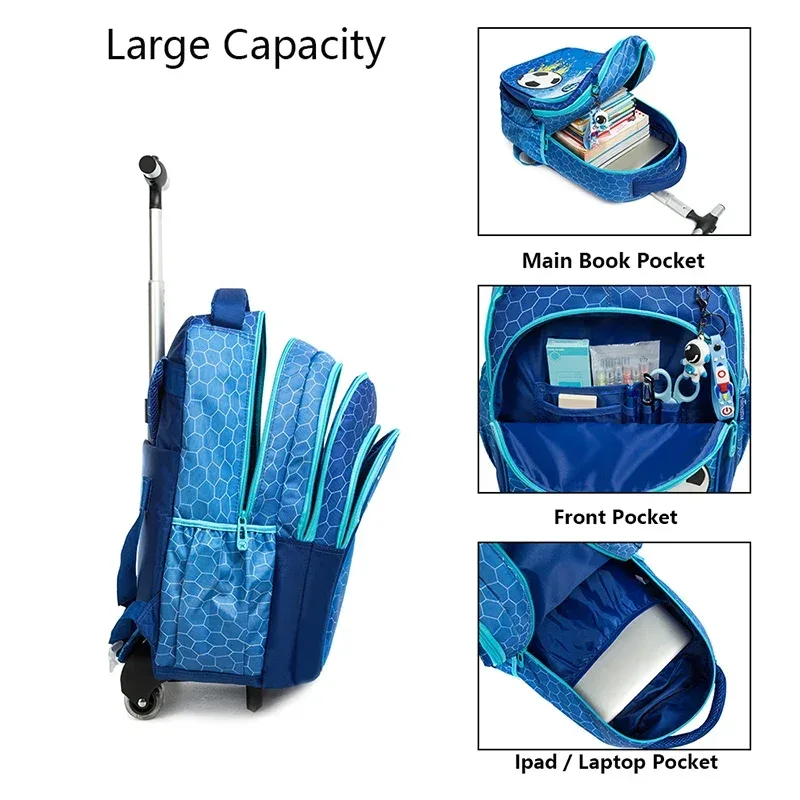 sac à dos à roulettes pour enfants, sac à dos à roulettes pour garçons, sac à roulettes d'école, ensemble de sacs à bagages de voyage pour enfants