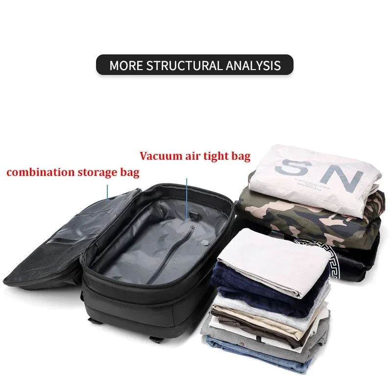 sac à dos de voyage pour homme 17 pouces, sac à dos à compression sous vide, sac à dos d'affaires grande capacité, sac à dos scolaire extensible, sac à dos d'extérieur