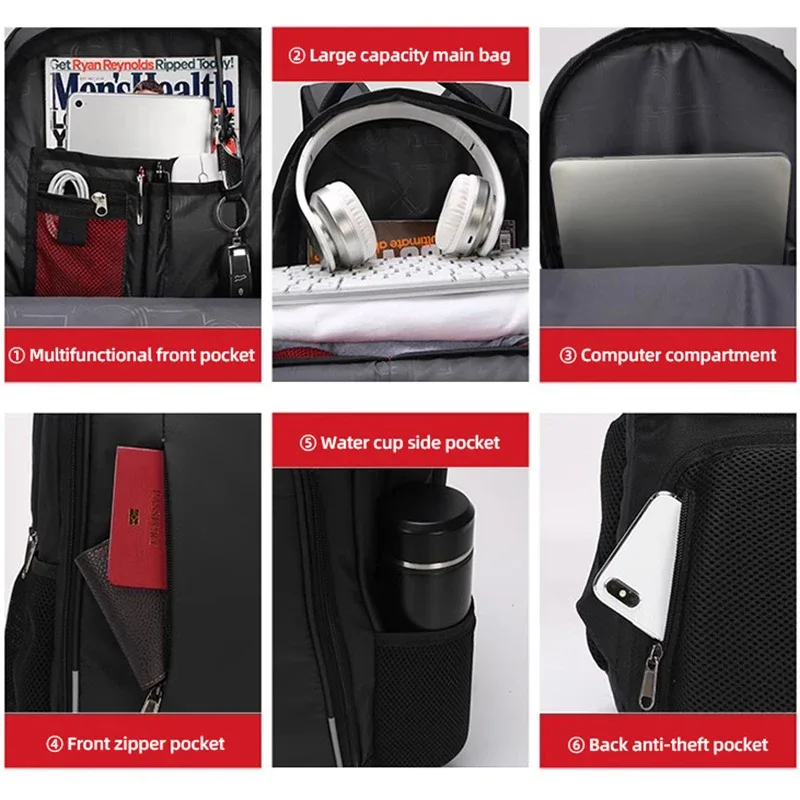 nouveau sac à dos étanche pour ordinateur portable de 17 pouces, sac d'affaires avec chargement usb, grand sac à dos de voyage pour avion, mochila pour hommes