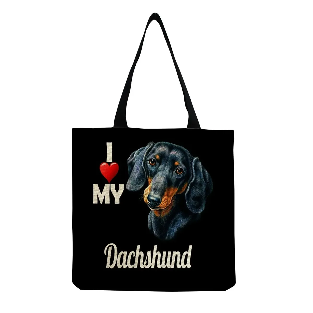 sac à bandoulière pour femme motif chien saucisse mignon, sac fourre-tout rétro littéraire, sac à main simple grande capacité, sac de shopping décontracté pour femme, vintage