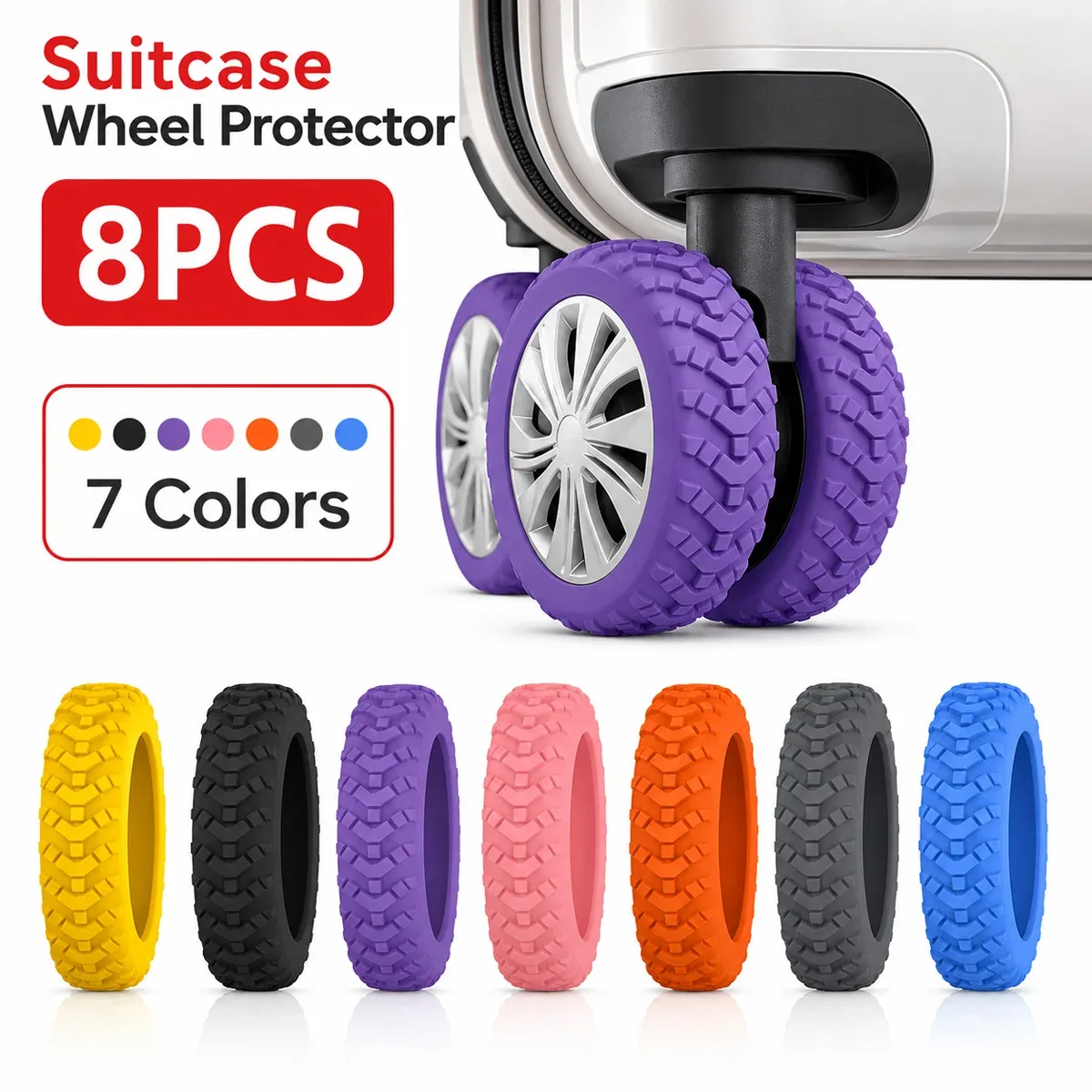 8 protections de roues de valise en caoutchouc pour roues pivotantes, couvre-roues silencieux pour bagages, accessoires de voyage pratiques