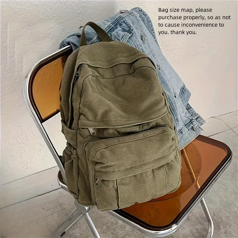 sacs à dos simples vintage, cartable en toile de grande capacité, sacs à dos de voyage à poches multiples, unisexe