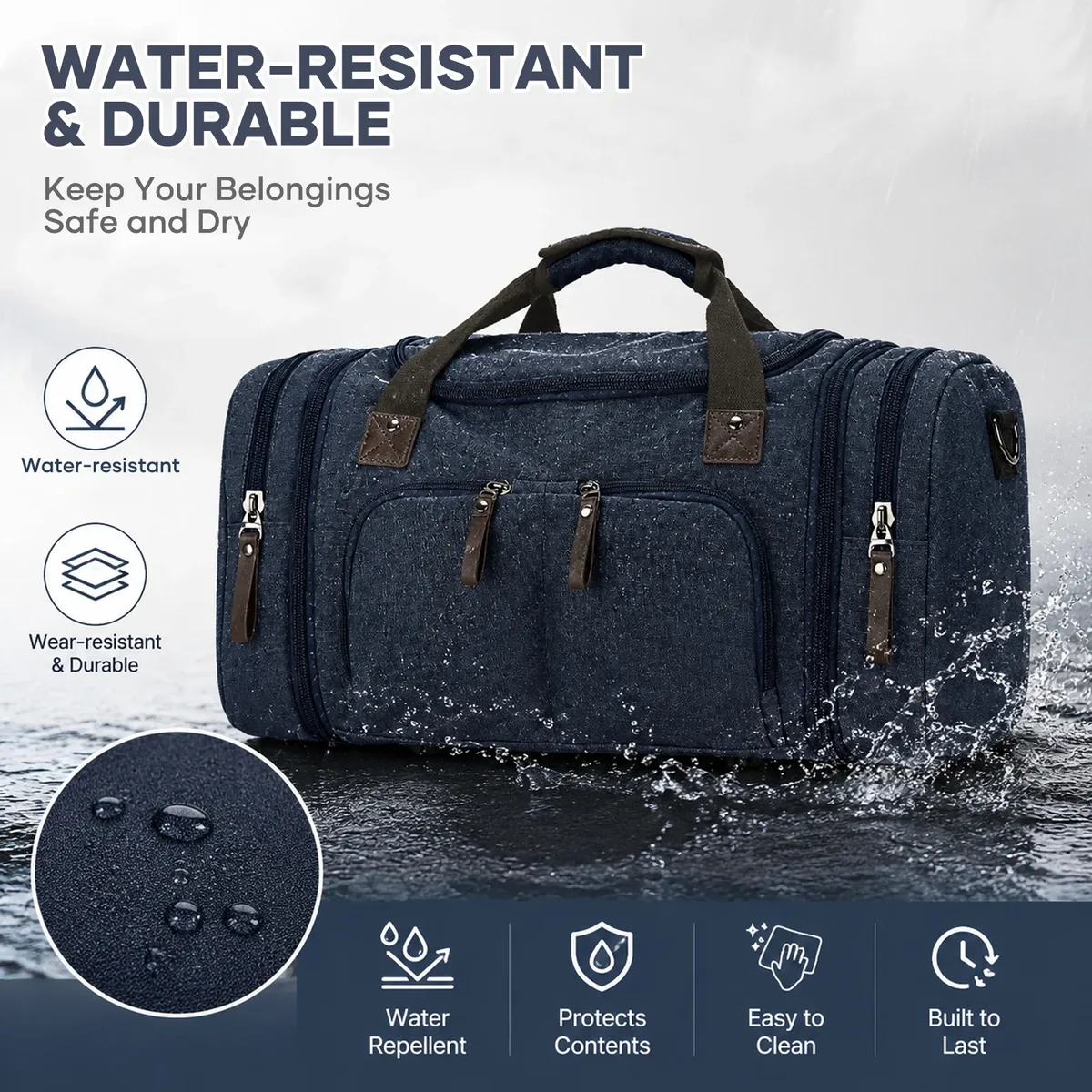 sac de voyage en toile pour hommes - sac de week-end extensible, bagage à main pour la salle de sport, les courts séjours, sac de voyage pour hommes et femmes