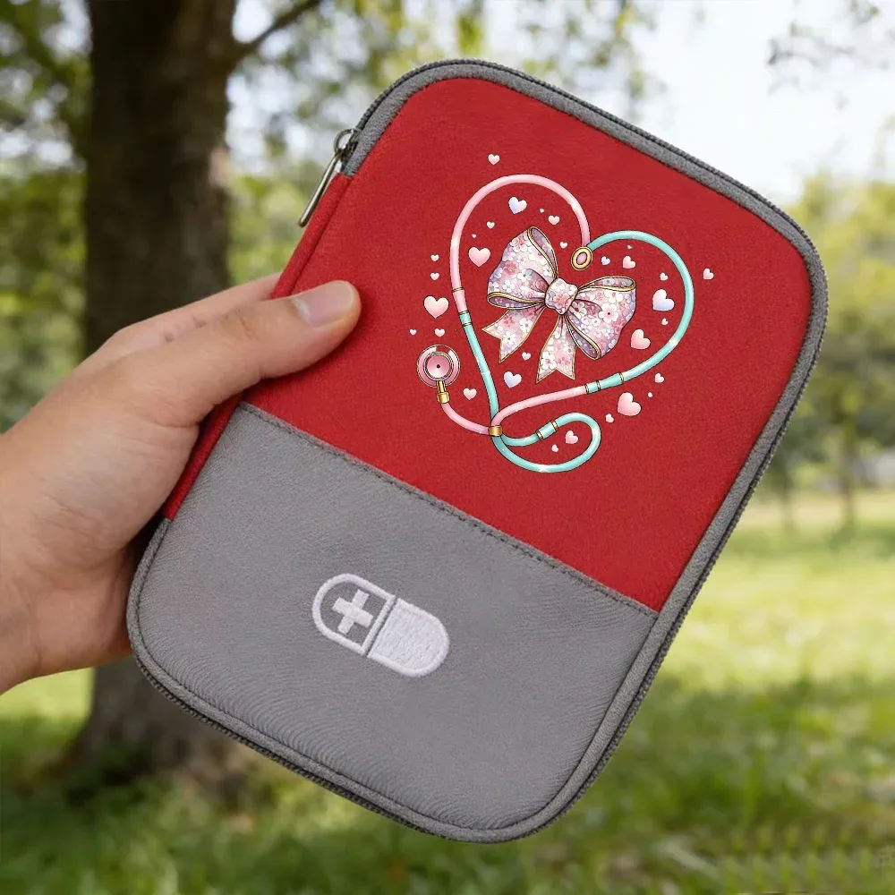 sac de rangement pour médicaments de grande capacité, design stéthoscope et nœud papillon, organisateur portable pour la maison, usage quotidien, 1 pièce