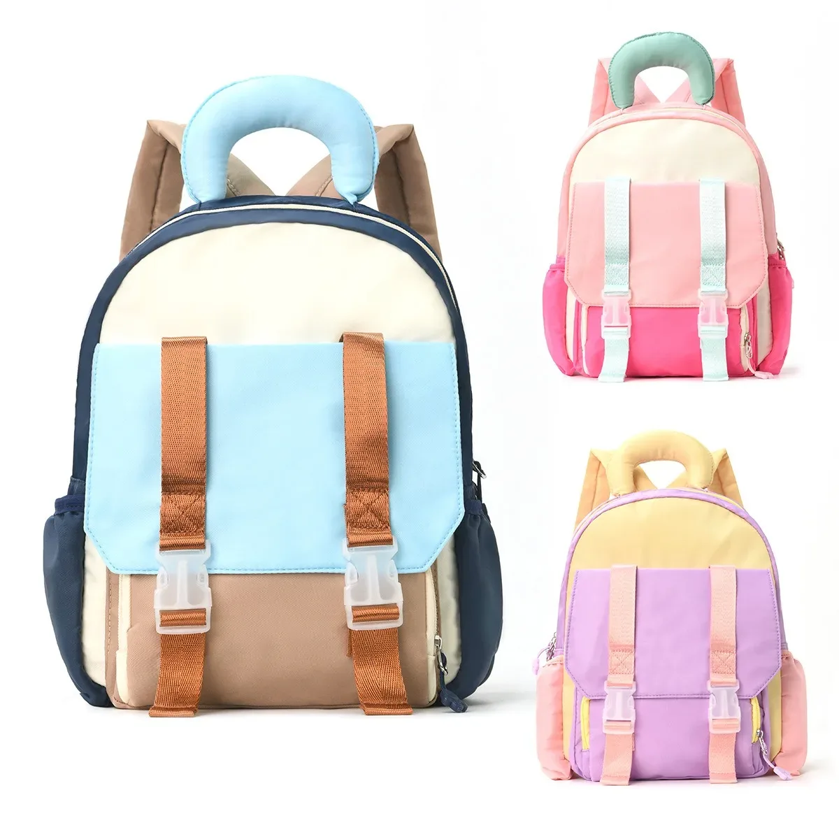 Sac à dos pour enfants assorti aux couleurs, sac d'école mignon pour la maternelle, sac à dos de voyage de loisirs, sac à dos contrasté