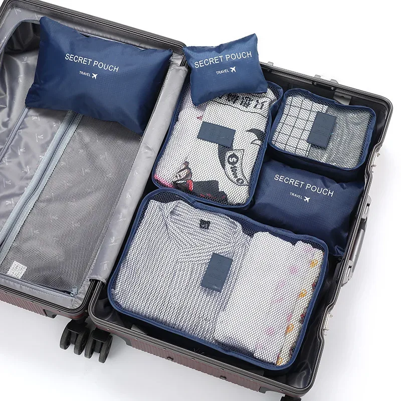 ensemble de sacs de rangement pour bagages de voyage d'affaires, petit ensemble de six pièces, organisateur de vêtements et de chaussures, style moderne minimaliste, poly…